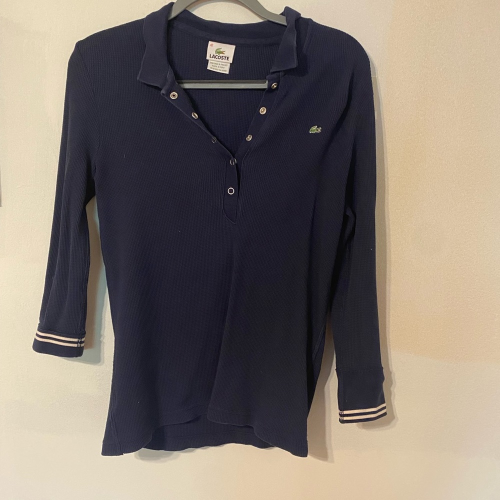 Lacoste 3/4 sleeve waffle knit top size 42